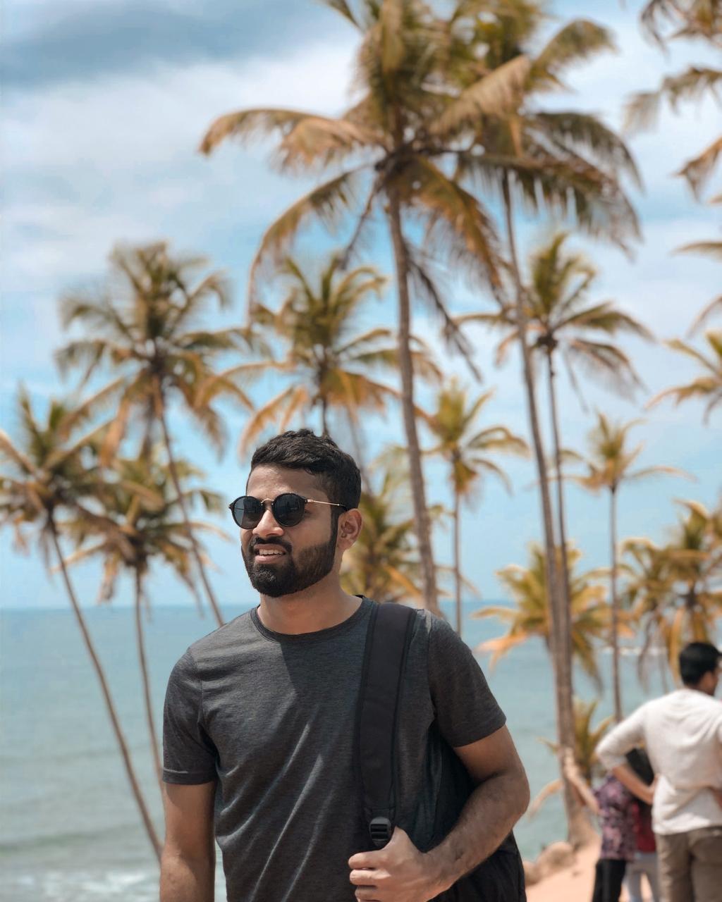 Beach palm trees Sri Lanka